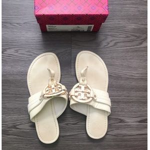 Tory Burch Amanda White Tumbled Miller Sandals